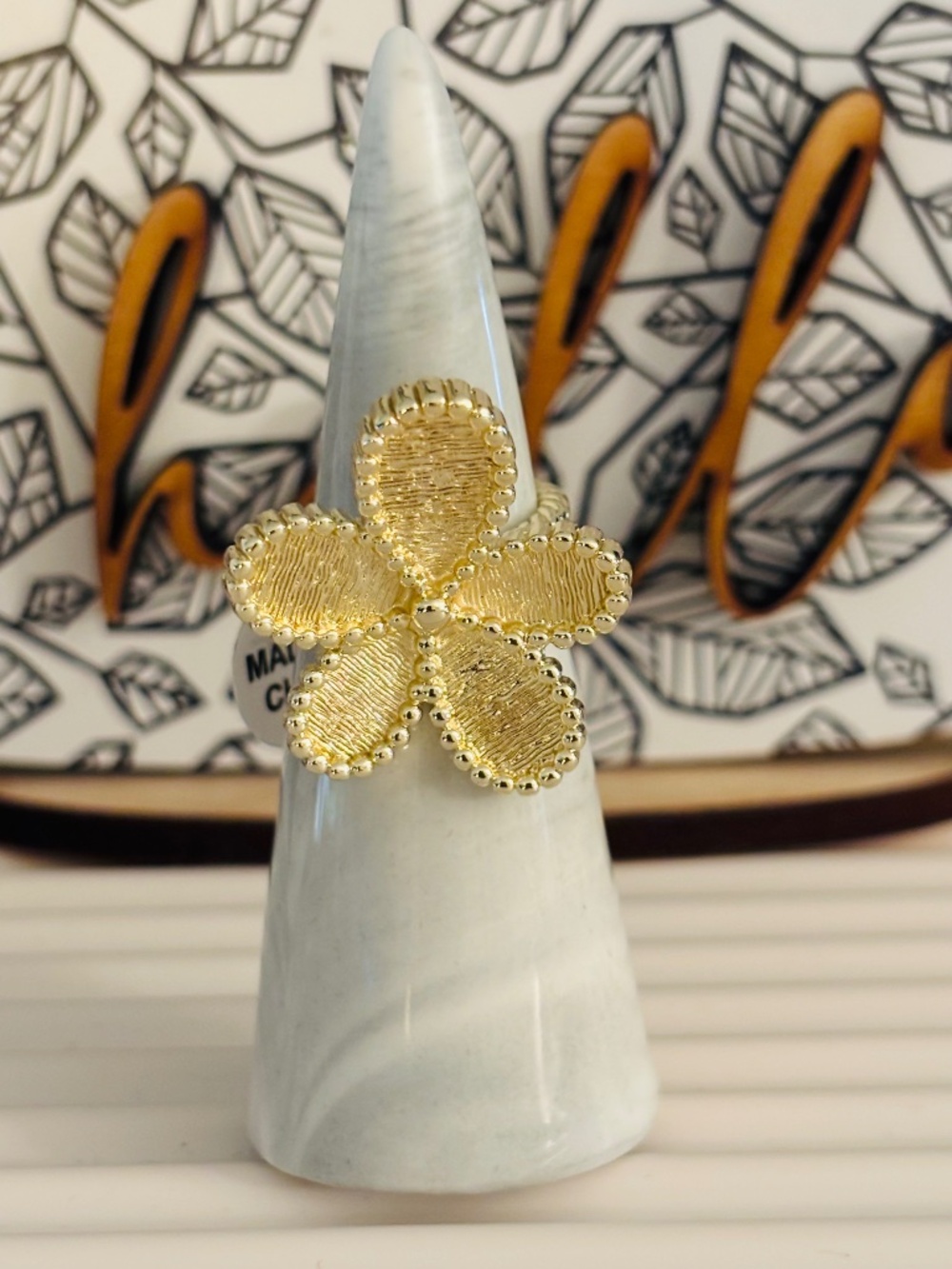 Gold Flower Ring Statement Ring
